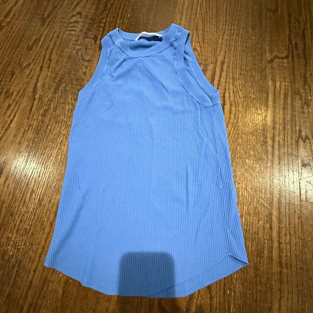 Zara Ribbed Sleeveless Tank Top - Blue